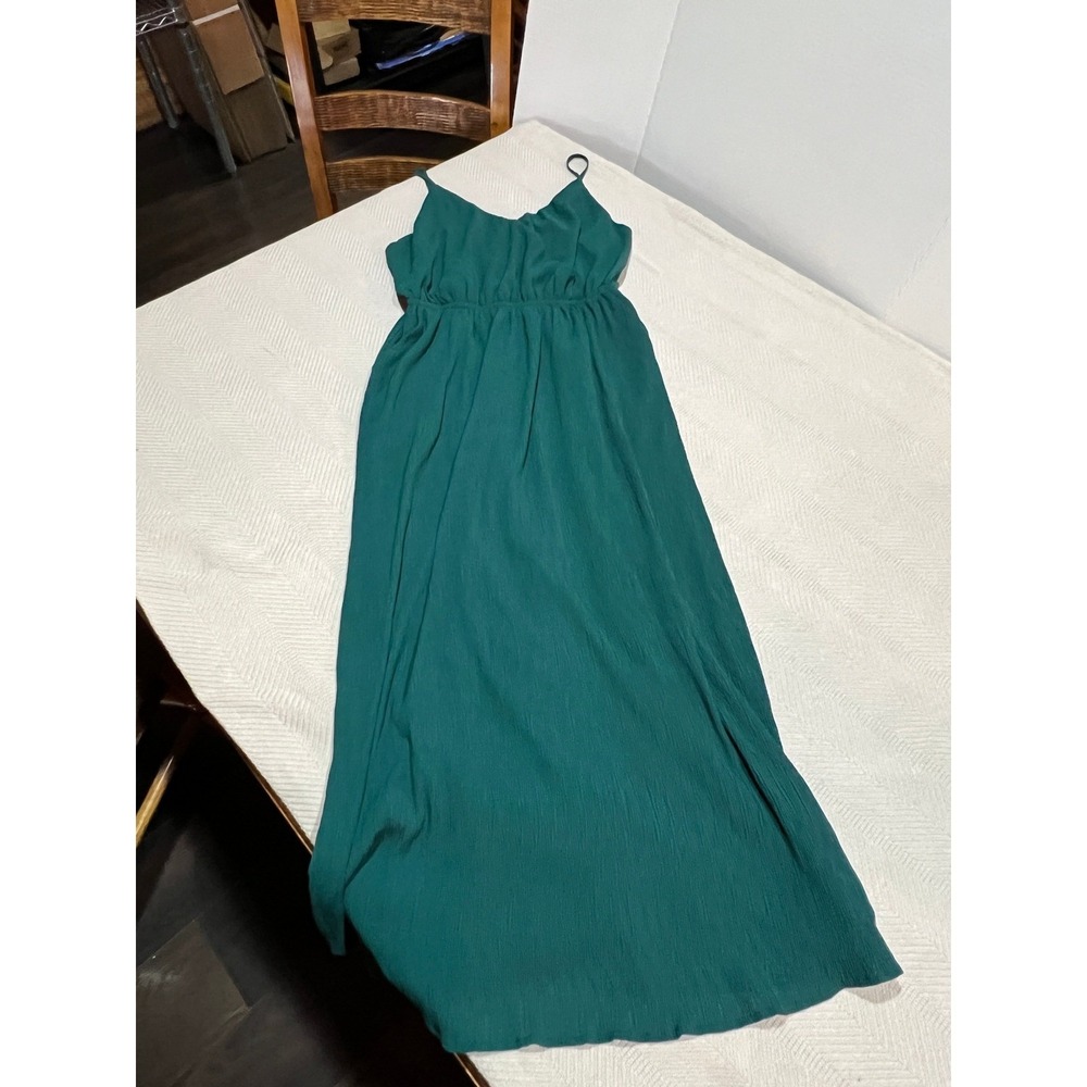 Betsey's Boutique Wavy Textured Wrap Top Midi Dress Teal Green Women's Medium - Picture 1 of 6